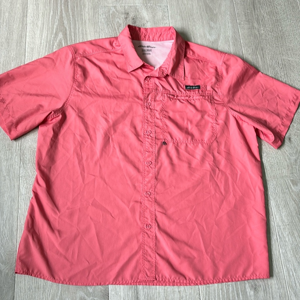 Eddie Bauer Mens Woven Tech Fishing Shirt Short Sleeve size XXL